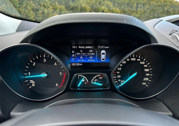 Ford Kuga cena 58000 przebieg: 191000, rok produkcji 2016 z Poręba małe 352